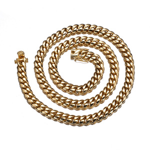Collar de eslabones cubanos de acero inoxidable para hombre y mujer, cadena de eslabones de oro de estilo Hip <span class=keywords><strong>Hop</strong></span> de 18mm - Product Image 6