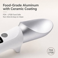Cuchara Eléctrica para Helado con Calefacción, Cabeza de Aleación de Aluminio con Revestimiento Cerámico, Pantalla Digital de Temperatura y Batería, Apagado Automático