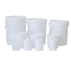 Customized 5L Durable White Round Pail PP Material Empty Plastic Paint Bucket For Packaging