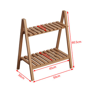 Support à fleurs en bois massif à trois niveaux, étagère pliable, pour salon, utilisation intérieure et extérieure - Product Image 2