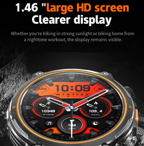 Montre connectée AK81, sport, étanche IP68, écran 1,46 pouces, appel BT, lampe de poche, boussole, unisexe, silicone, autonomie de 4 jours, multisports - Product Image 3