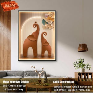 Tableau <span class=keywords><strong>mural</strong></span> en toile brillante LED pour chambre d'enfant, peinture murale d'éléphant, art d'hôtel, impression sur toile d'animal en porcelaine verticale, décoration murale pour la maison, affiche - Product Image 6