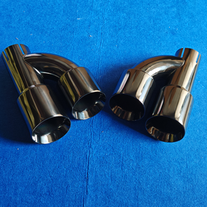 3.5 Inch Outlet <strong>Titanium</strong> Black Stainless Steel Exhaust Tip H Shape Dual Pipe Universal Car Performance Muffler Tip Modification - Product Image 5