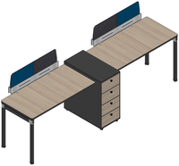 Poste de travail de bureau ergonomique avec classeur Système de bureau modulaire avec étagères de rangement Gestion des câbles Espace de travail ouvert moderne