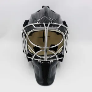 Masque/casque de gardien de but de hockey sur glace en fibre de carbone à 9 couches de haute qualité avec diamètre de fil 4.8 en acier inoxydable