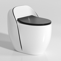 WC monobloc de luxe moderne en céramique blanche, à poser au sol, à double chasse, à fermeture lente, écologique, avec évacuation en S pour salle de bain de villa