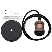 Lampe suspendue LED rétro vintage dorée en fer avec douille E27, câble de 1 mètre, angle de faisceau de 360° pour villa et entrepôt