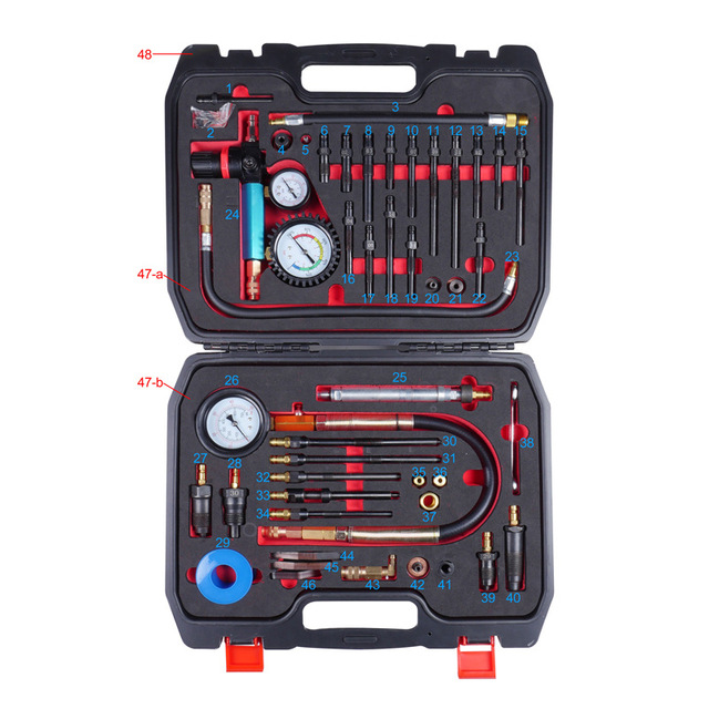 Compression Tester Pressure Loss Tester for Gasoline & Diesel Engines Cars Motorcycles Leak Detector Tool