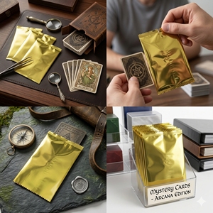 Sachets personnalisés en aluminium avec fermeture arrière pour cartes TCG, emballage de boosters, sacs mystères pour cartes à collectionner, pochettes surprises pour cartes de jeu - Product Image 5