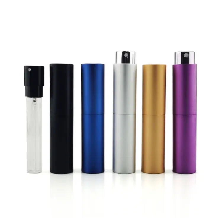 Travel Mini perfume atomizer mist spray pump bottles portable 8ml 15ml Empty Aluminum Refillable glass perfume containers