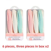 Rasoir à sourcils pliable de sécurité pour femmes, anti-rayures, ensemble pour débutantes, outils de maquillage avec lames remplaçables, 3 pièces