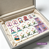 Jeu de Mahjong Américain de Luxe avec Perles Baroques Premium, Tuiles en Acrylique Scintillantes, Clés Dorées Gravées sur Mesure, Jeu de Société de Collection, Cadeau