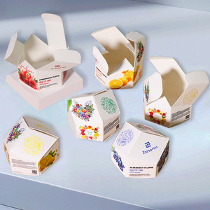 กล่องขนมกระดาษแข็งทรงหกเหลี่ยม Zojobox ลายผลไม้ ประกอบเองได้ รีไซเคิลได้ พิมพ์สี่สี สำหรับบรรจุภัณฑ์อาหาร - Product Image 2