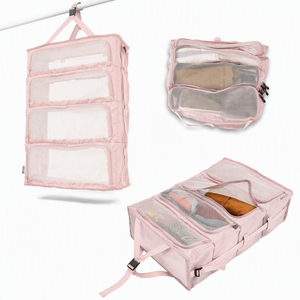 Organizador de Maletas Colgante - Cubos de Embalaje para Armario de Poliéster Resistente al Agua con 4 Compartimentos y Compresión Integrada |   Equipaje de Mano para Viaje - Product Image 1