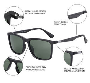 2024 hot <span class=keywords><strong>TR</strong></span> 90 occhiali da sole flessibili in fibra di carbonio templi di alta qualità moda quadrata Vintage tonalità di prezzo all'ingrosso per gli uomini - Product Image 3