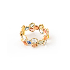 Bague ovale en saphir de qualité supérieure, saphir naturel multicolore, or 18 carats, collection de bijoux fins, prix de gros - Product Image 5