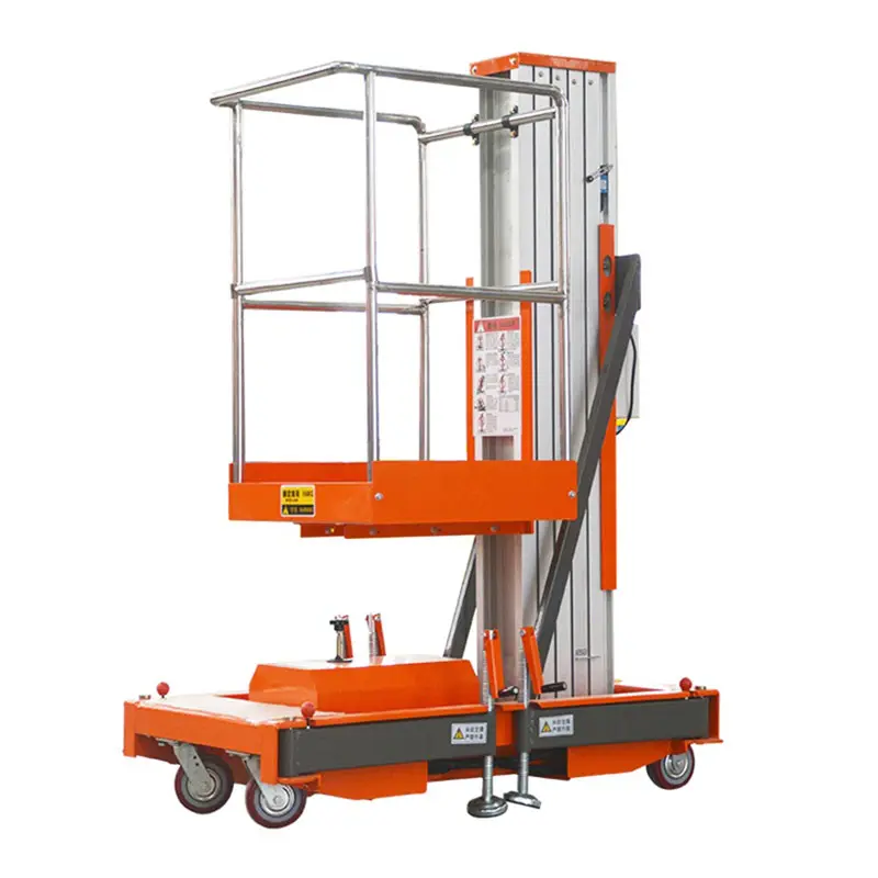 Qiyun Kinglift 4M 6M 8M 10M carico 130kg singolo un albero sollevamento elettrico lega di alluminio uomo ascensore piattaforma telescopica