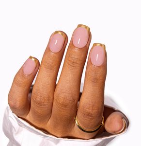 <span class=keywords><strong>Uñas</strong></span> Acrílicas Reutilizables <span class=keywords><strong>de</strong></span> Alta Calidad con Recubrimiento Dorado Estilo Francés, 30 Piezas, <span class=keywords><strong>Uñas</strong></span> Postizas Cortas Cuadradas Flexibles - Product Image 2