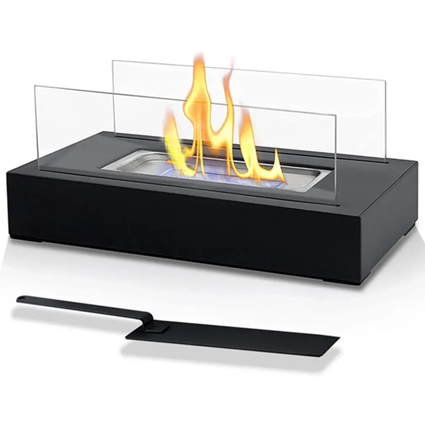 Firepit โต๊ะเตาผิงทรงสี่เหลี่ยมผืนผ้า,เตาไฟใช้เชื้อเพลิงชีวภาพดีไซน์ทันสมัย