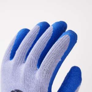 Gants de travail noirs en nylon jaune fluorescent bonne adhérence gant de sécurité froissé en latex gants de travail enduits de latex en caoutchouc - Product Image 2