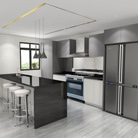 Cuisine moderne de luxe sur mesure, en kit, avec armoire de cuisine modulaire en MDF, stratifié, imitation marbre