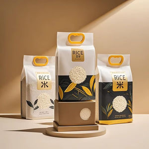 カスタム印刷 プラスチック ナイロン製 フラットボトム包装 ドイパック 米袋 ヒートシール包装パウチ ライスバッグ - Product Image 2