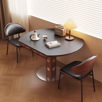 Table à manger pliable en ardoise à base solide pour petits appartements, gîtes, cafés - Meuble de salle à manger de style vintage rétro