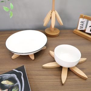 Usine personnalisé de haute qualité arbre sous-verres en bois dessous de plat ensemble pour plats chauds pot bol - Product Image 4