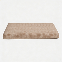Lit pour chien Yang Yang Pet Check en tissu de lin beige rectangulaire, sur mesure, de luxe, apaisant, avec mousse à mémoire de forme, amovible et lavable