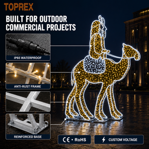 TOPREX Luz LED 3D con Motivo de Reyes Magos en Camello para Escena de Natividad, Gran Decoración Comercial de Grado Exterior para Plaza Navideña - Product Image 5