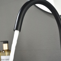 Robinet de salle de bain thermostatique de luxe en laiton finition noir mat avec cartouche céramique, pour eau chaude et froide, à 3 trous, à poser sur le comptoir, double commande