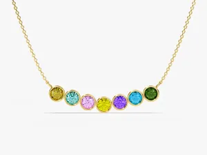 Gold Vermeil Bezel Set Family Birthstone Necklace Personalized <strong>Gifts</strong> for <strong>Wife</strong> <strong>Birthday</strong> <strong>Gift</strong> Custom Birthstone Jewelry for Women - Product Image 4