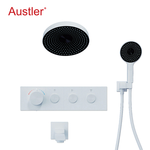 Système <span class=keywords><strong>de</strong></span> <span class=keywords><strong>douche</strong></span> thermostatique moderne avec pommeau <span class=keywords><strong>de</strong></span> <span class=keywords><strong>douche</strong></span> pluie, ensemble <span class=keywords><strong>de</strong></span> robinetterie <span class=keywords><strong>de</strong></span> <span class=keywords><strong>douche</strong></span> encastrée et douchette à main coulissante - Product Image 2