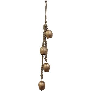 PARIJAT Handmade Golden Iron 4 Cluster Shape Hanging <b>Bells</b> Elegant Wind <b>Chimes</b> for Indoor Outdoor Home Wedding Decor Balcony - Product Image 2