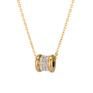 Korean Style 18K Gold Plated <b>Titanium</b> Steel Rhinestone Pendant Clavicle <b>Chain</b> For Women Geometric Shape Gift Jewelry - Product Image 5