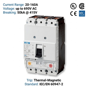 Disjoncteur à boîtier moulé (MCCB) série NZM NZMB1-A125-AS 125A 3P 400V CE CCC ISO pour le contrôle des systèmes électriques - Product Image 4