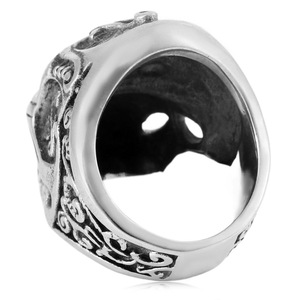 yunnique Stainless Steel <b>Skull</b> <b>Ring</b> Men's Silver Color Skeleton Design Fashion Jewelry Gift Occasion Geometric Pattern - Product Image 4