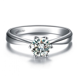 Anillo de Compromiso de Plata de Ley 925 con Circonita de 1 Quilate, Chapado en Rodio, para Mujer, con Engaste Pavé, Moderno, para Aniversario, Regalo de Fiesta, CMA - Product Image 1