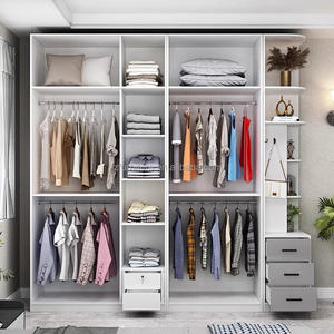 Unique Design White Sliding Door Walk-in Clothes <b>Storage</b> Closet Melamine Bedroom Wardrobe with Corner Cabinet - Product Image 3