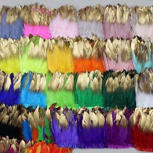 Venta barata, adornos de plumas plateadas con flecos de punta de ganso dorado en aerosol para ropa de fiesta de carnaval, decoración de encaje dorado - Product Image 6