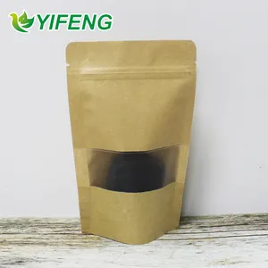 Custom Printed Kraft Paper Stand Up Pouches/stand Up White Kraft Paper Bag With Window And Zipper