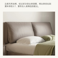 Lit compact en cuir véritable, gain de place, tête de lit ultra-fine, design oreilles d'éléphant, nouveau lit double moderne et minimaliste