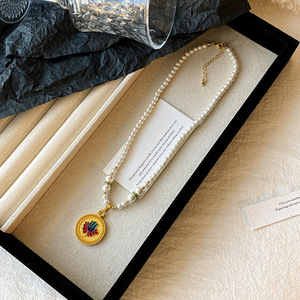 Gold Necklace With Flower Pendant Zinc Alloy Sweater Chain For Women Gift Jewelry - Product Image 4