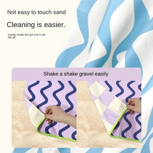 Toalla de Baño de Microfibra de Secado Rápido, Toalla Deportiva de Terciopelo de Doble Cara, Absorbente, Portátil, Toalla de Playa, Material Grueso, Diseño de Ondas - Product Image 3