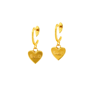 Boucles d'oreilles pendantes tendance en acier inoxydable 316L plaqué or PVD avec breloque cœur, bijoux élégants pour femmes - Product Image 2