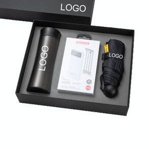 Wholesale Office Gift Set Custom Logo Coffee Cup Luxury Powerbank Pen Umbrella Men Set with Box