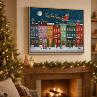 Kit de Peinture par Numéros DIY de Noël en Gros - Père Noël et Ville Hivernale sur Toile - Peinture Acrylique pour Adultes - Décoration Intérieure