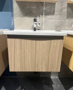 Double Basin Ceramic Vanity <strong>Sink</strong> PVC Storage Wall-Mounted Modern PVC <strong>Bathroom</strong> <strong>Cabinet</strong> with Mirror White Finish - Product Image 6