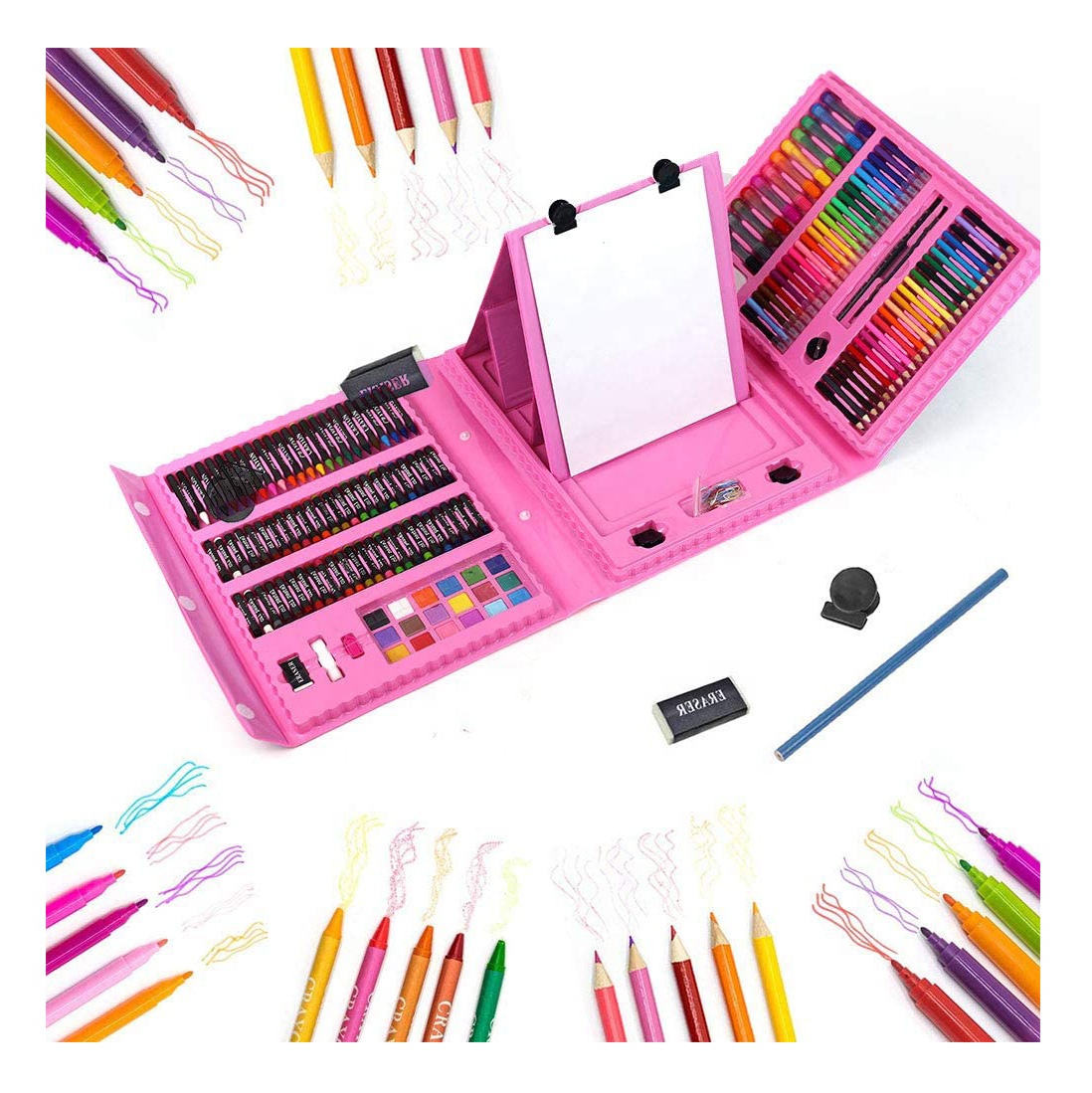 208 шт. двухсторонний тройной мольберт, художественный набор, Высококачественная живопись, художественный набор канцелярских принадлежностей для девочек и студентов
