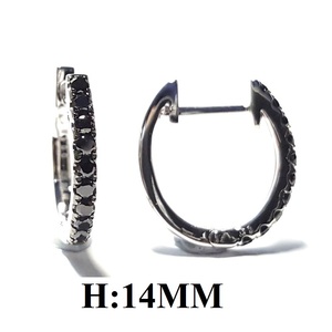 Design décontracté Exagéré Anniversaire 18k Or Blanc Noir de Haute Qualité Diamant Bijoux Boucles D'oreilles Cerceau Pour Dame Noire - Product Image 2